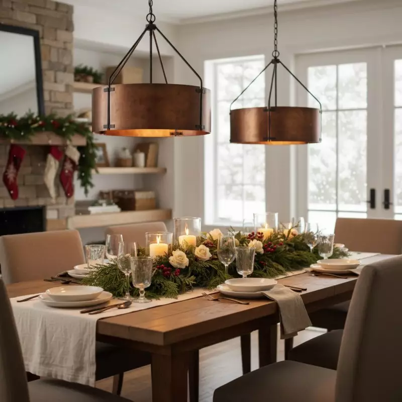 Ojaswi Rustic Bronze Industrial Pendant Light with Drum Shade