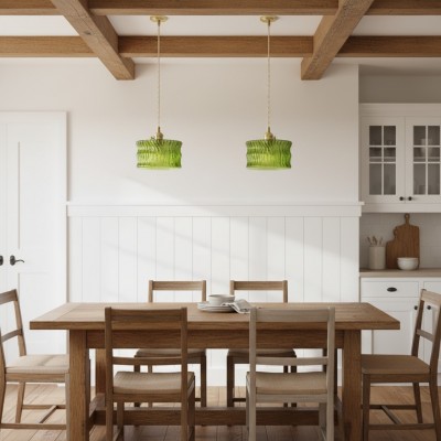 Roslyn Retro Stained Ribbed Glass Pendant Light