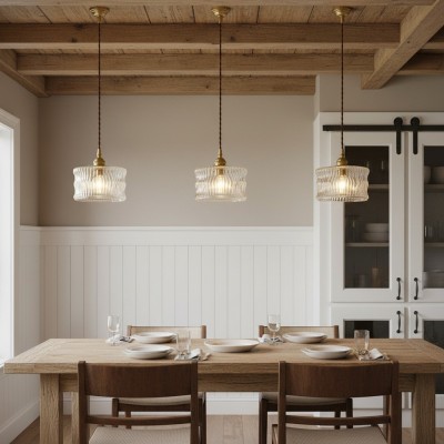 Roslyn Retro Stained Ribbed Glass Pendant Light