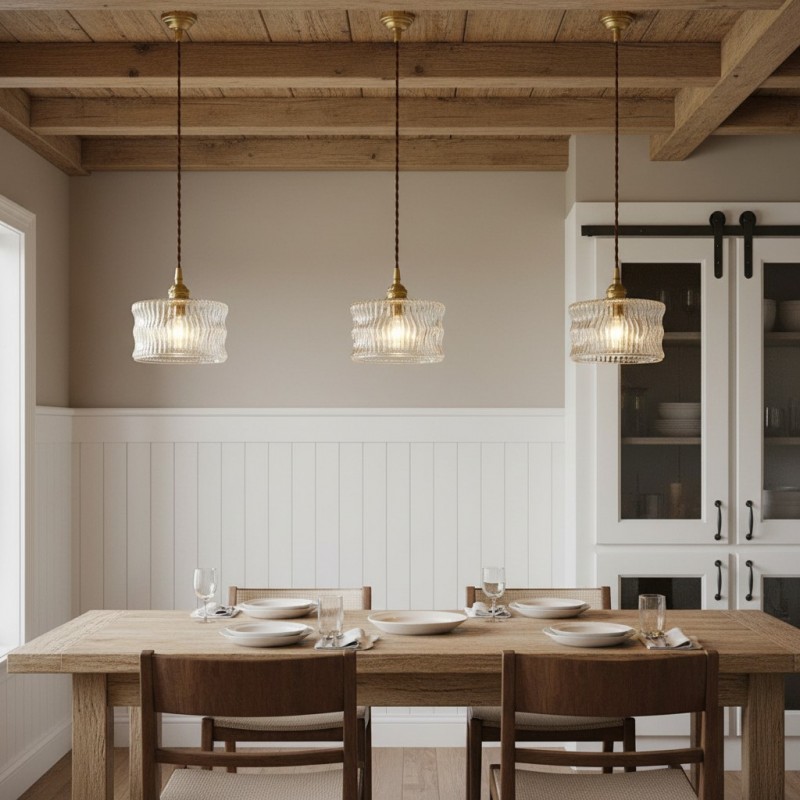 Roslyn Retro Stained Ribbed Glass Pendant Light