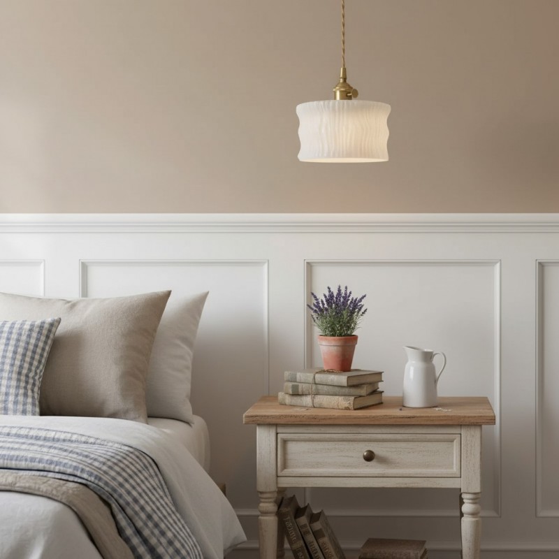 Roslyn Retro Stained Ribbed Glass Pendant Light