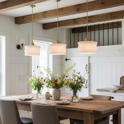 Roslyn Retro Stained Ribbed Glass Pendant Light