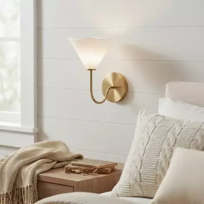 Xanthippe Farmhouse Linen Fabric Wall Sconce