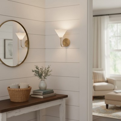 Xanthippe Farmhouse Linen Fabric Wall Sconce