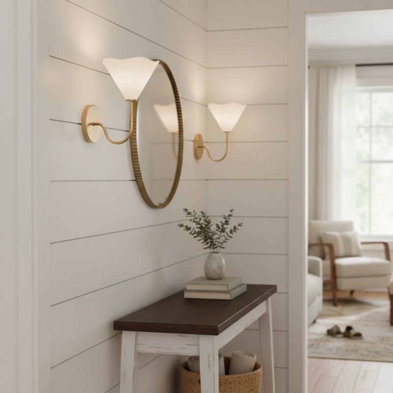 Xanthippe Farmhouse Linen Fabric Wall Sconce