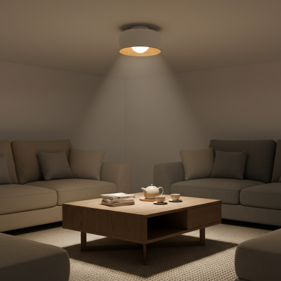 Caelith Modern Round Wood-Incorporated Flush Mount Ceiling Fixture