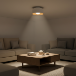 Caelith Modern Round Wood-Incorporated Flush Mount Ceiling Fixture