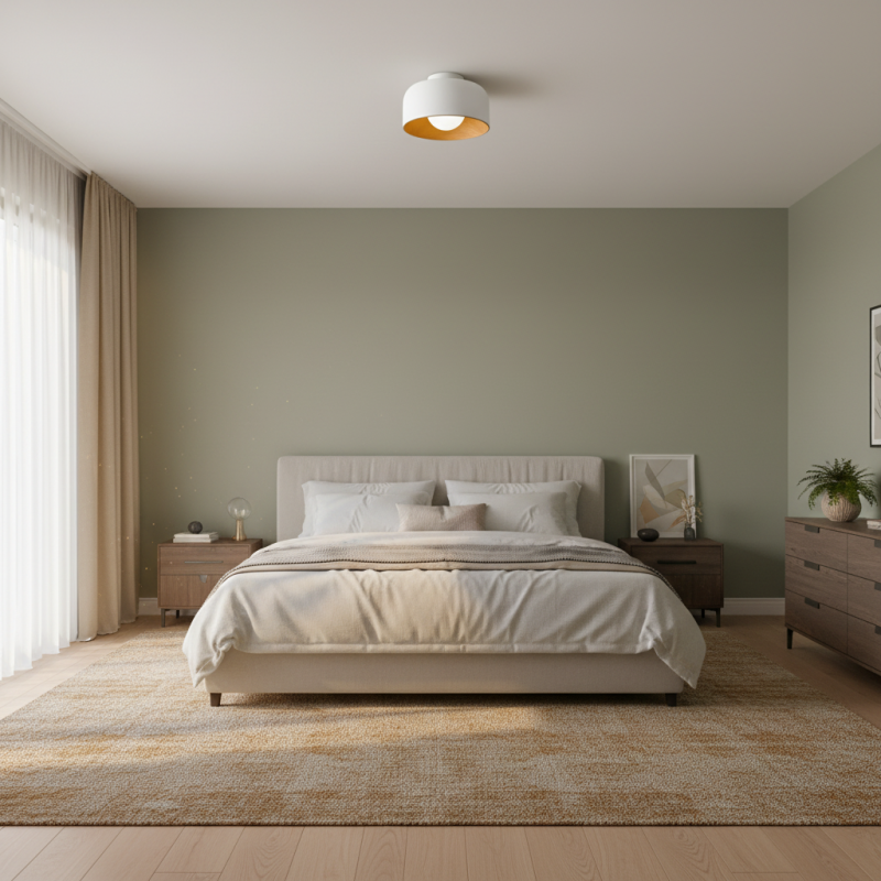 Caelith Modern Round Wood-Incorporated Flush Mount Ceiling Fixture