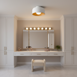 Caelith Modern Round Wood-Incorporated Flush Mount Ceiling Fixture