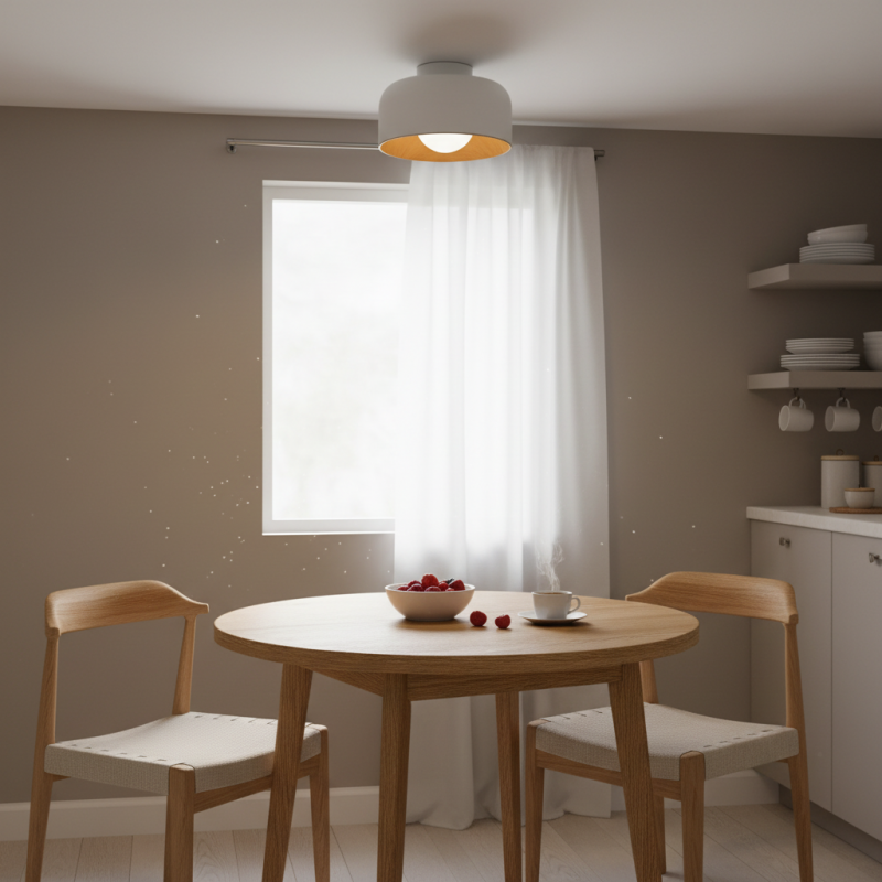 Caelith Modern Round Wood-Incorporated Flush Mount Ceiling Fixture