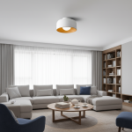 Caelith Modern Round Wood-Incorporated Flush Mount Ceiling Fixture