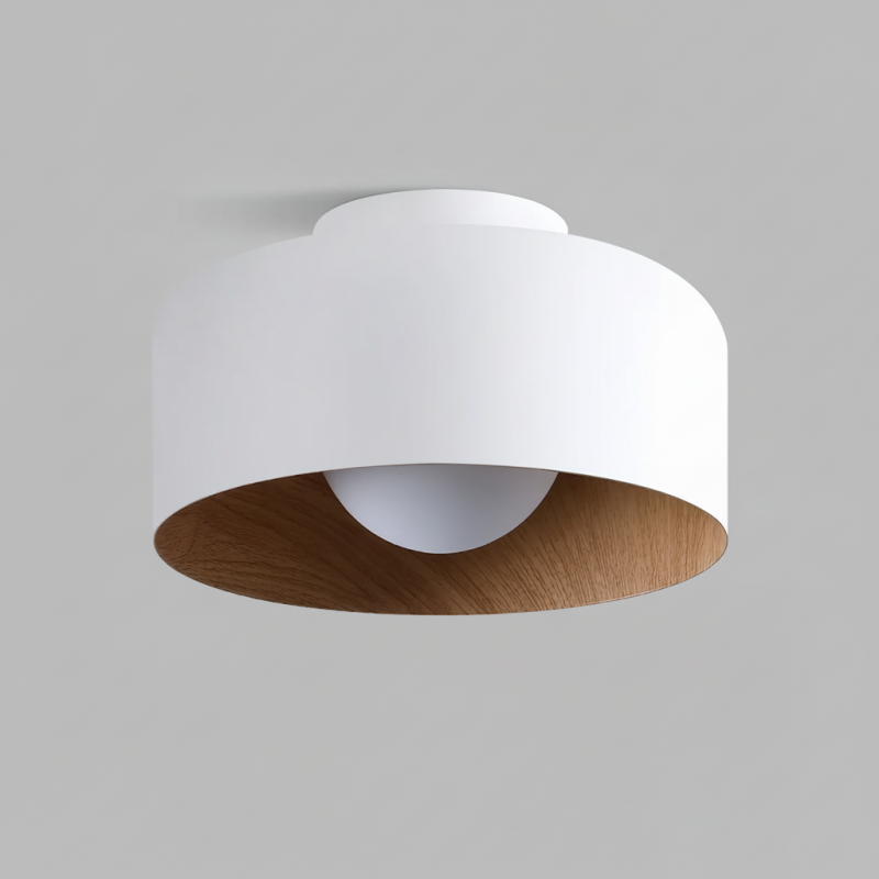 Caelith Modern Round Wood-Incorporated Flush Mount Ceiling Fixture