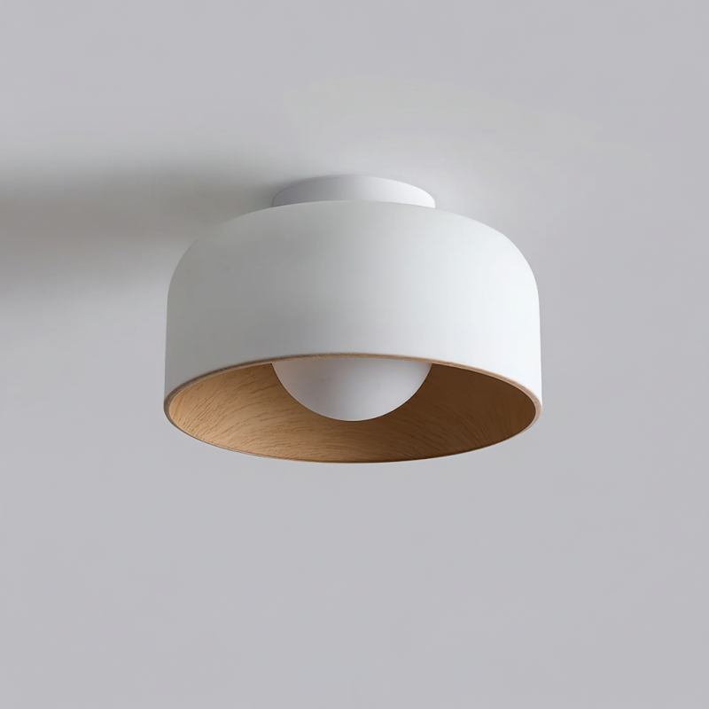 Caelith Modern Round Wood-Incorporated Flush Mount Ceiling Fixture