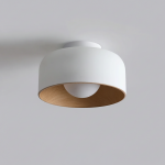 Caelith Modern Round Wood-Incorporated Flush Mount Ceiling Fixture