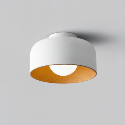 Caelith Modern Round Wood-Incorporated Flush Mount Ceiling Fixture
