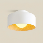 Caelith Modern Round Wood-Incorporated Flush Mount Ceiling Fixture
