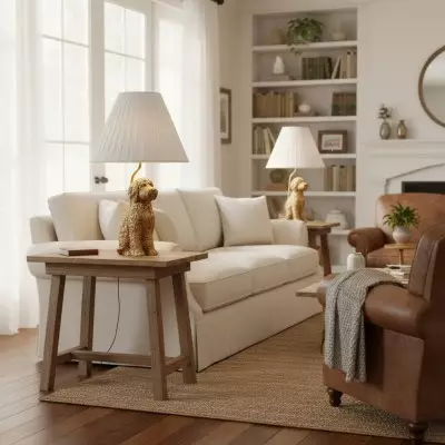 Aurea Unique Animal Table Lamp - Dog Sculptural Accent Lighting for Bedroom & Living Room