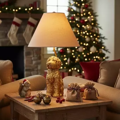 Aurea Unique Animal Table Lamp - Dog Sculptural Accent Lighting for Bedroom & Living Room