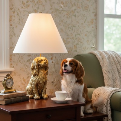 Aurea Unique Animal Table Lamp - Dog Sculptural Accent Lighting for Bedroom & Living Room