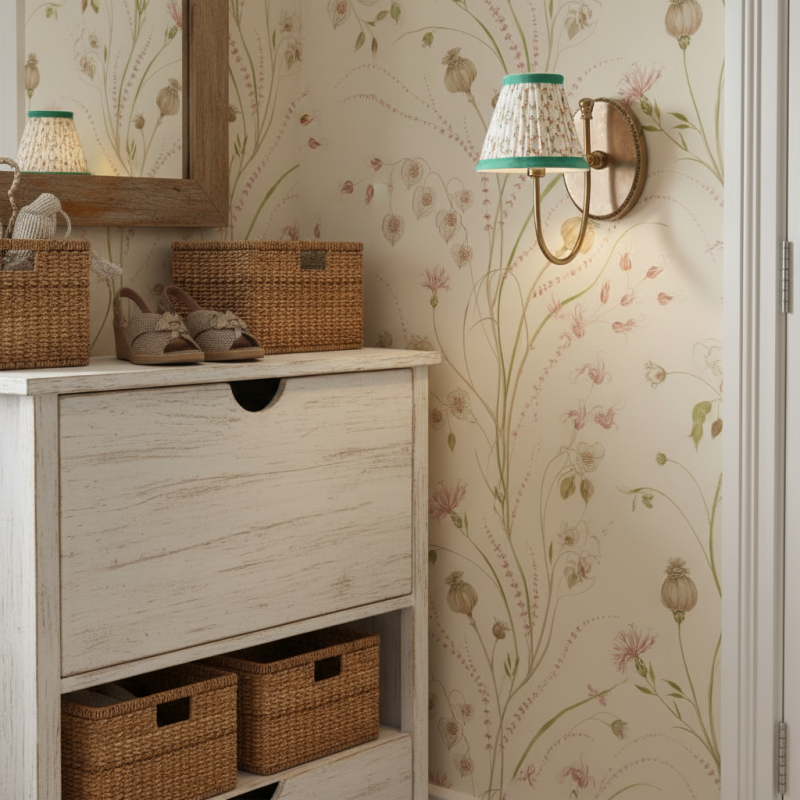 Orphelyx French Brass Fabric Shade Sconce Light