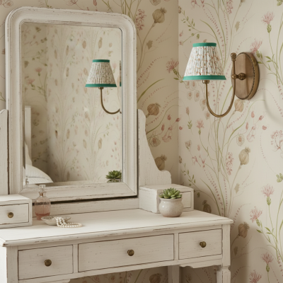 Orphelyx French Brass Fabric Shade Sconce Light