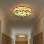 Eiridian Vintage Tiffany Stained Glass Flush Mount Ceiling Light