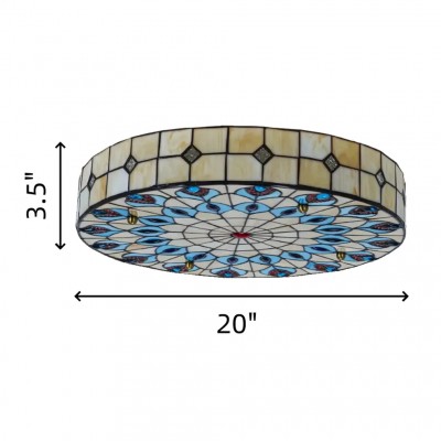 Eiridian Vintage Tiffany Stained Glass Flush Mount Ceiling Light
