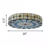 Eiridian Vintage Tiffany Stained Glass Flush Mount Ceiling Light