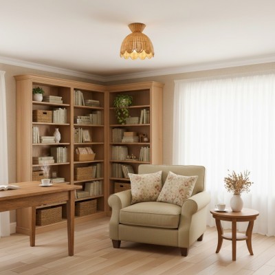 Robin Boho Style Woven Rattan Flower Ceiling Light