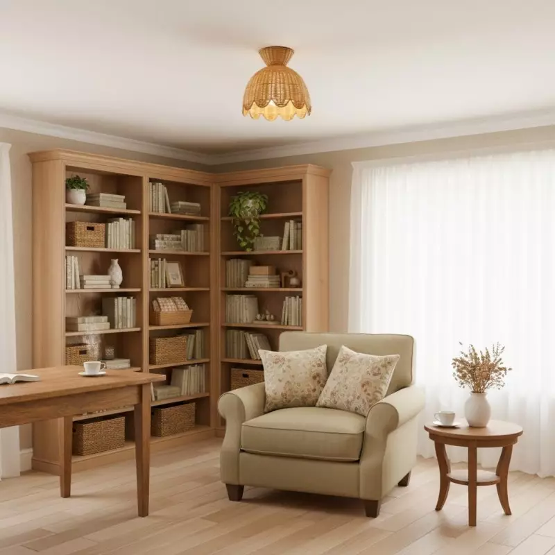 Robin Boho Style Woven Rattan Flower Ceiling Light