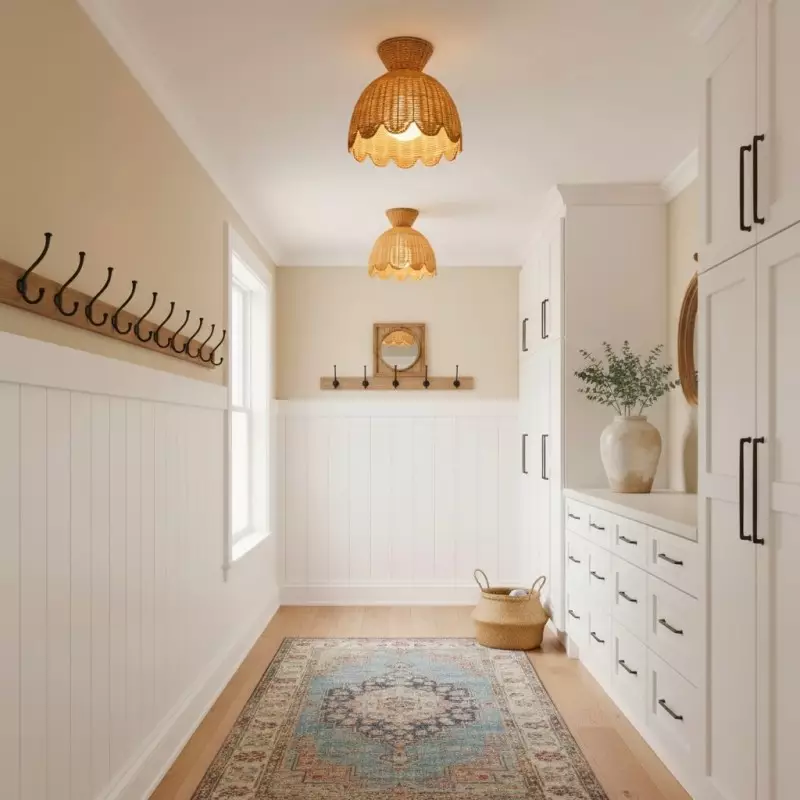 Robin Boho Style Woven Rattan Flower Ceiling Light