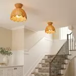 Robin Boho Style Woven Rattan Flower Ceiling Light