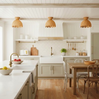 Robin Boho Style Woven Rattan Flower Ceiling Light