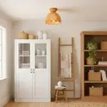 Robin Boho Style Woven Rattan Flower Ceiling Light