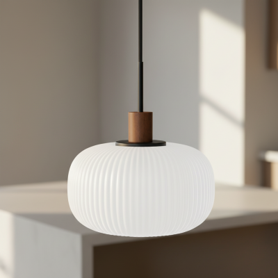 Aetheryn Nordic Ribbed Glass Pendant Lamp