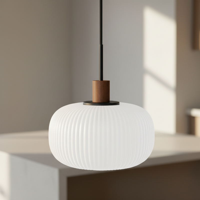 Aetheryn Nordic Ribbed Glass Pendant Lamp