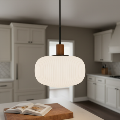 Aetheryn Nordic Ribbed Glass Pendant Lamp