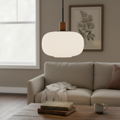 Aetheryn Nordic Ribbed Glass Pendant Lamp