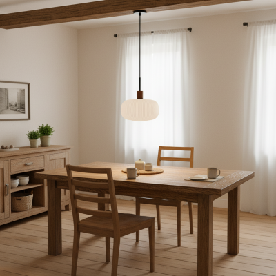 Aetheryn Nordic Ribbed Glass Pendant Lamp