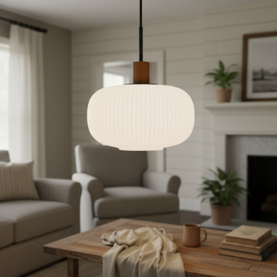 Aetheryn Nordic Ribbed Glass Pendant Lamp