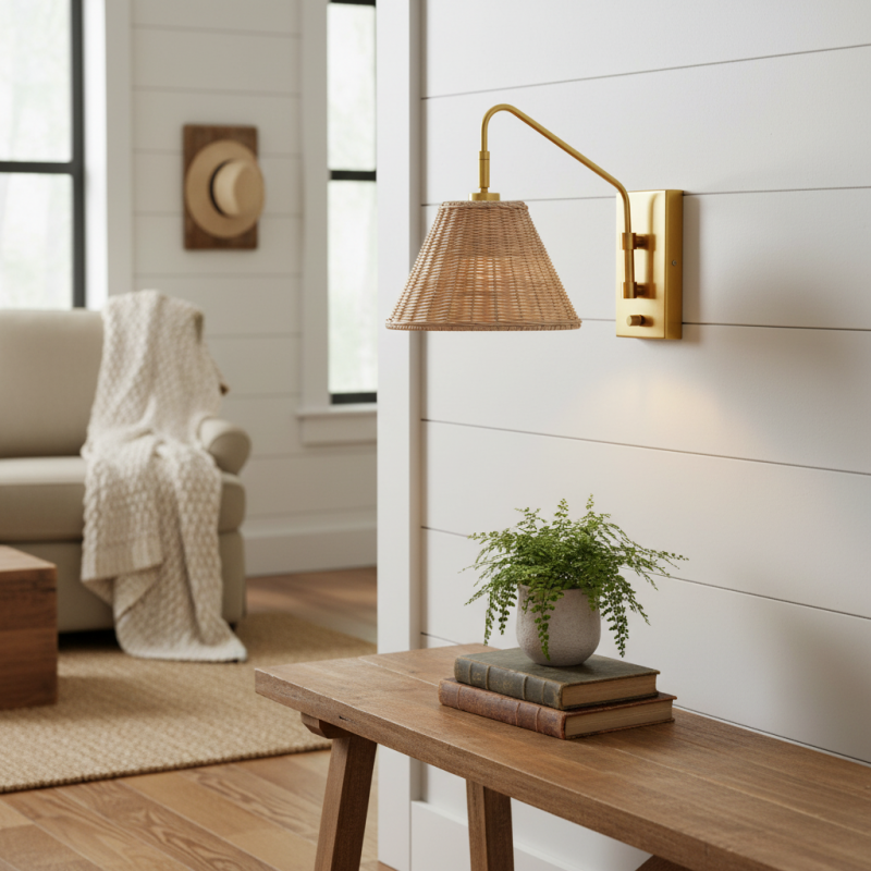 Syloria Modern Adjustable Rattan Wall Light