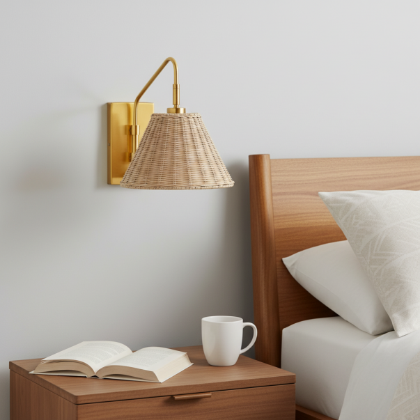 Syloria Modern Adjustable Rattan Wall Light