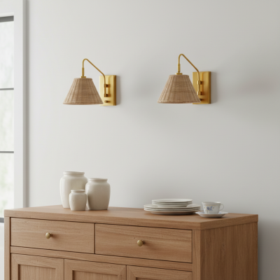 Syloria Modern Adjustable Rattan Wall Light
