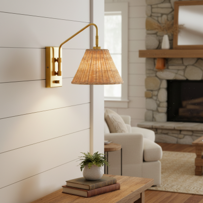 Syloria Modern Adjustable Rattan Wall Light