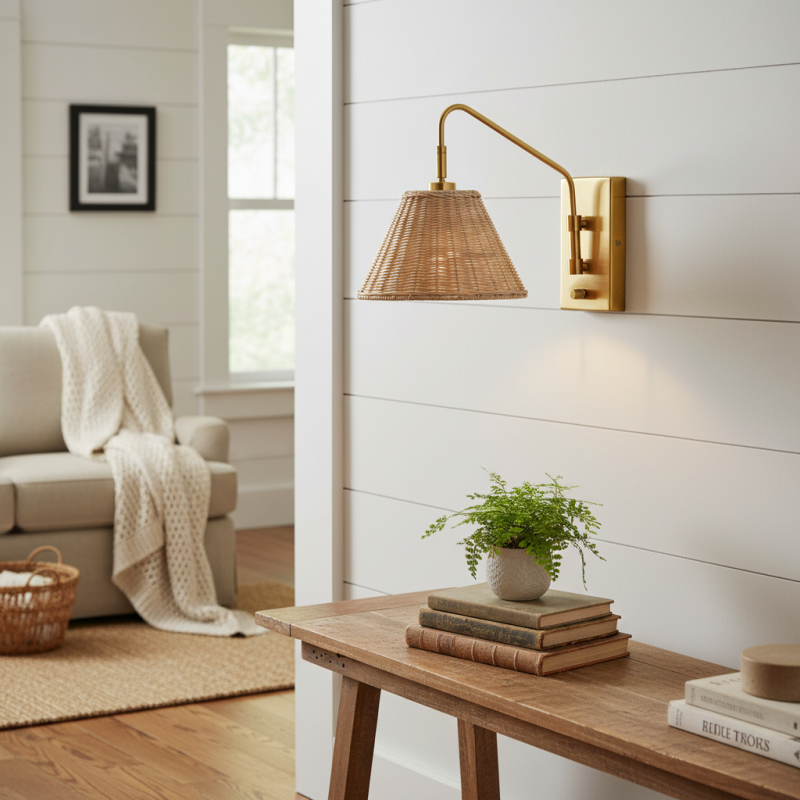 Syloria Modern Adjustable Rattan Wall Light