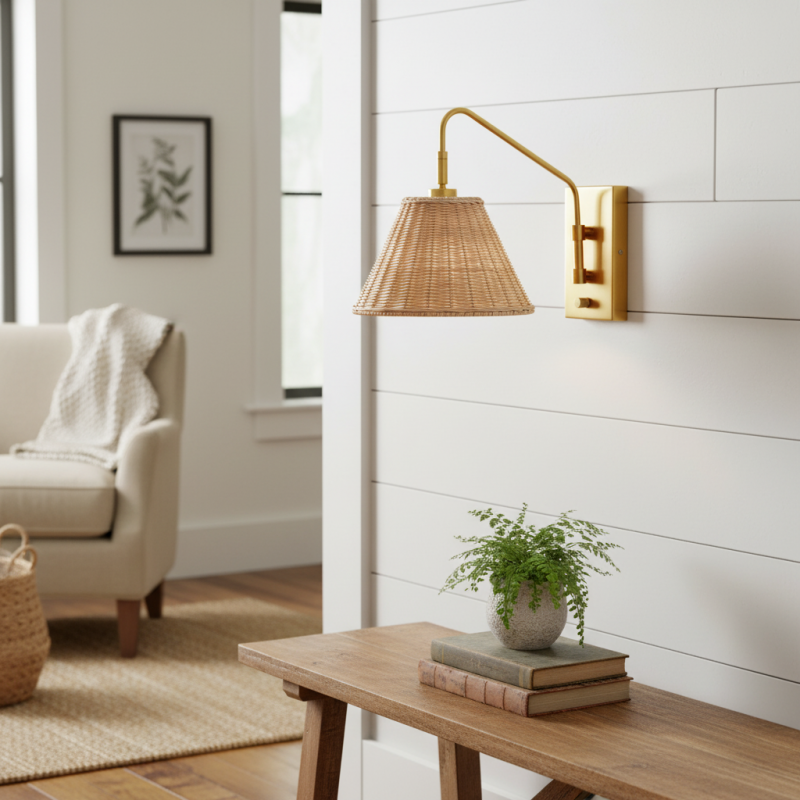 Syloria Modern Adjustable Rattan Wall Light