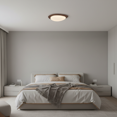 Zephyriel Nordic LED Walnut Pebble Ceiling Light