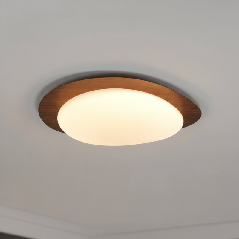 Zephyriel Nordic LED Walnut Pebble Ceiling Light
