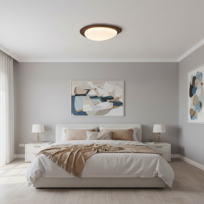 Zephyriel Nordic LED Walnut Pebble Ceiling Light