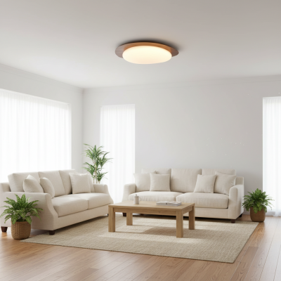 Zephyriel Nordic LED Walnut Pebble Ceiling Light